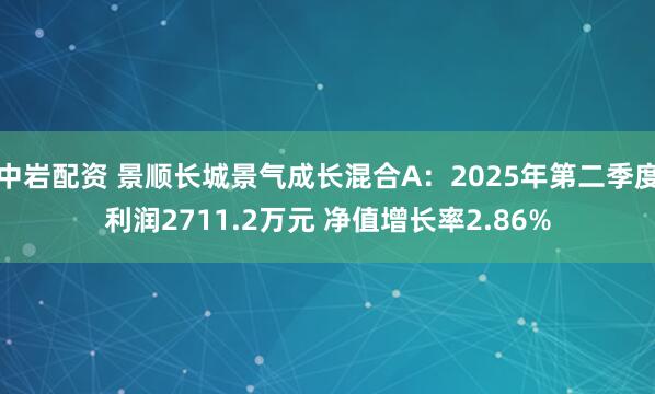 中岩配资 景顺长城景气成长混合A：2025年第二季度利润2711.2万元 净值增长率2.86%